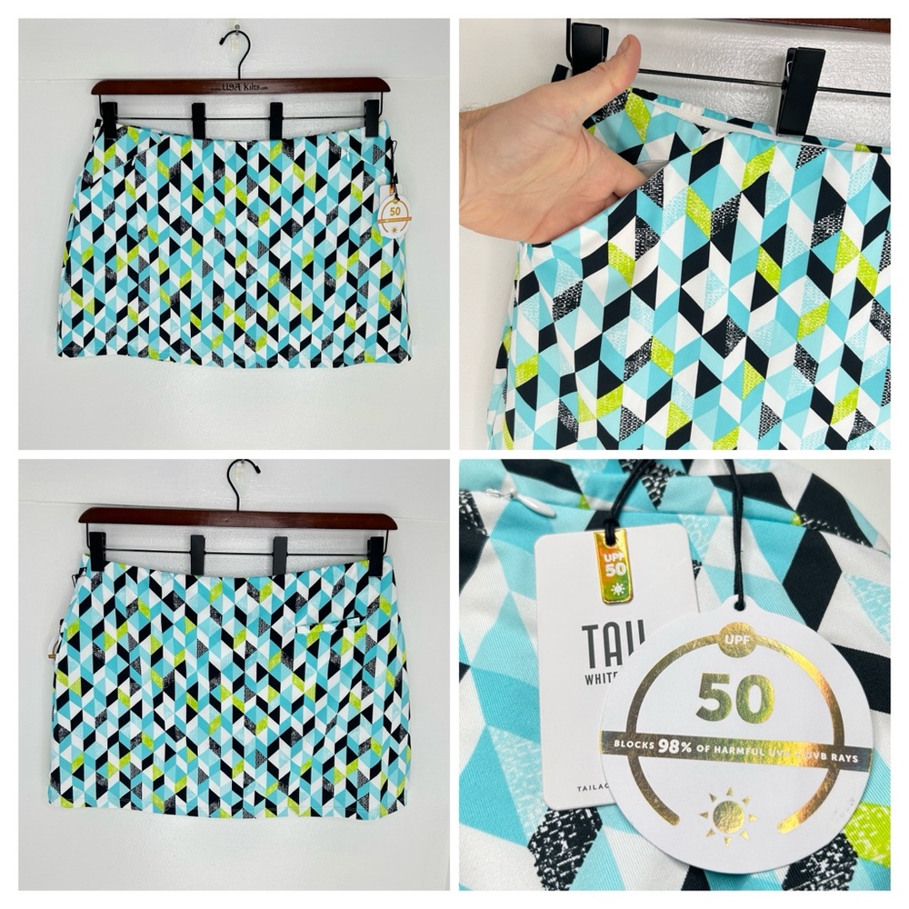 Tail White‎ Label NWT Skort XXL Geo Golf Tennis Skirt UPF 50 Pockets 38x17.5 $67